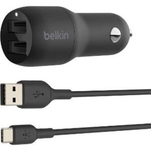 Автомобильное ЗУ Belkin Car Charger 24W Dual 2*USB-A + cable USB-A to USB-C 1m Black