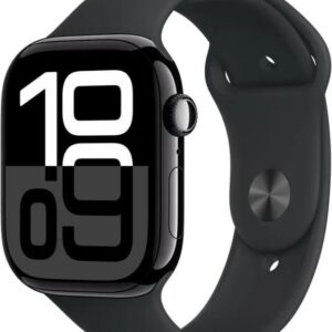 Apple Watch Series 10 46mm Jet Black Aluminium Case with Black Sport Band - M/L (MWWQ3)