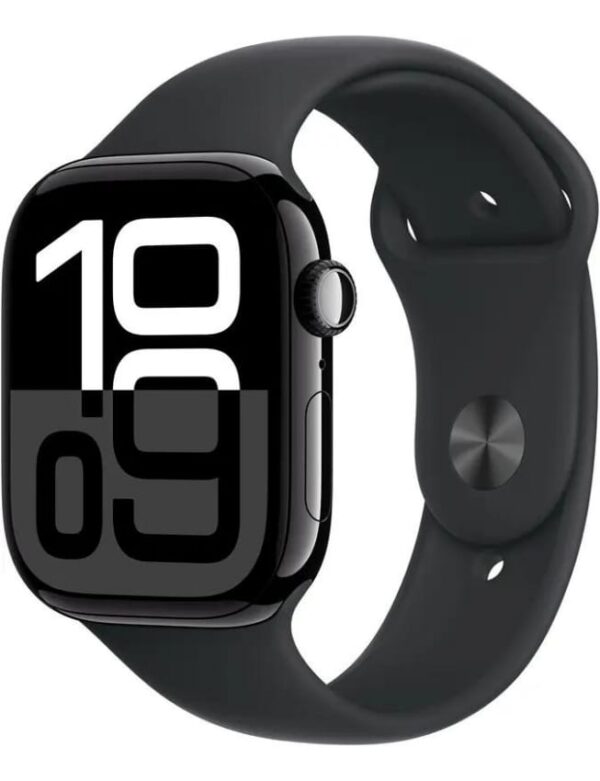 Apple Watch Series 10 46mm Jet Black Aluminium Case with Black Sport Band - S/M (MWWP3)