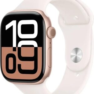Apple Watch Series 10 46mm Rose Gold Aluminium Case with Light Blush Sport Band - M/L (MWWU3)