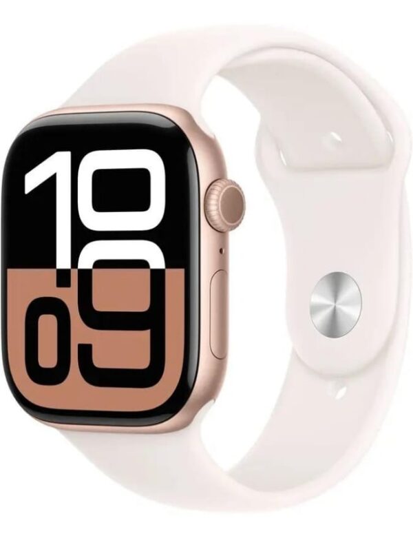 Apple Watch Series 10 46mm Rose Gold Aluminium Case with Light Blush Sport Band - M/L (MWWU3)