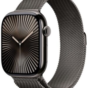Apple Watch Series 10 GPS + LTE 46mm Slate Titanium Case with Slate Milanese Loop - M/L (MWYW3)