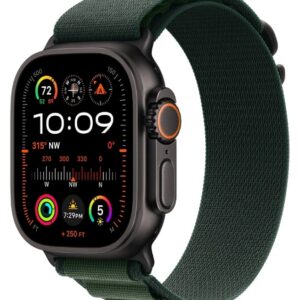 Apple Watch Ultra 2 GPS + LTE 49mm Black Titanium Case with Dark Green Alpine Loop - Large (MX4T3) 2024