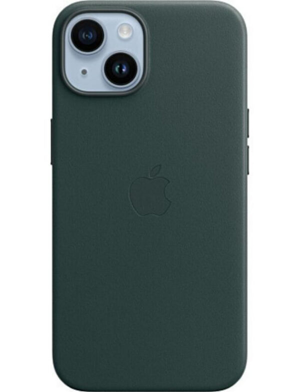 Оригинальный чехол Leather Case with MagSafe для iPhone 14 (Forest Green) (MPP53)