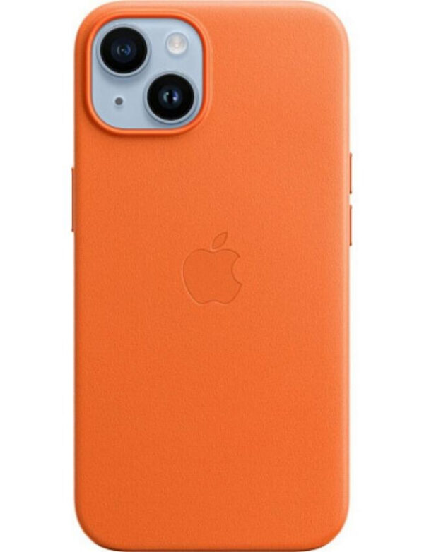 Оригинальный чехол Leather Case with MagSafe для iPhone 14 (Orange) (MPP83)