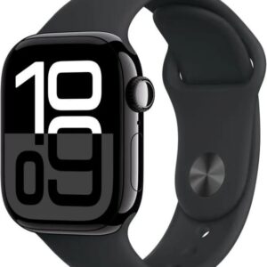 Apple Watch Series 10 42mm Jet Black Aluminium Case with Black Sport Band - M/L (MWWF3)