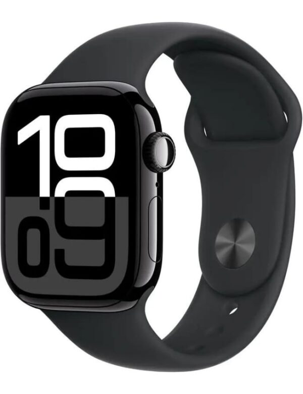 Apple Watch Series 10 42mm Jet Black Aluminium Case with Black Sport Band - S/M (MWWE3)
