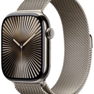 Apple Watch Series 10 GPS + LTE 46mm Natural Titanium Case with Natural Milanese Loop - M/L (MWYC3)