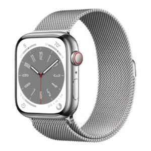 Apple Watch Series 8 41mm GPS + LTE, Silver Stainless Steel Case with Silver Milanese Loop (MNJ73/MNJ83)