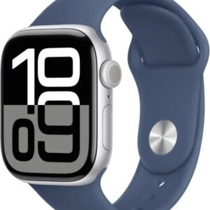 Apple Watch Series 10 42mm Silver Aluminium Case with Denim Sport Band - M/L (MWWC3)