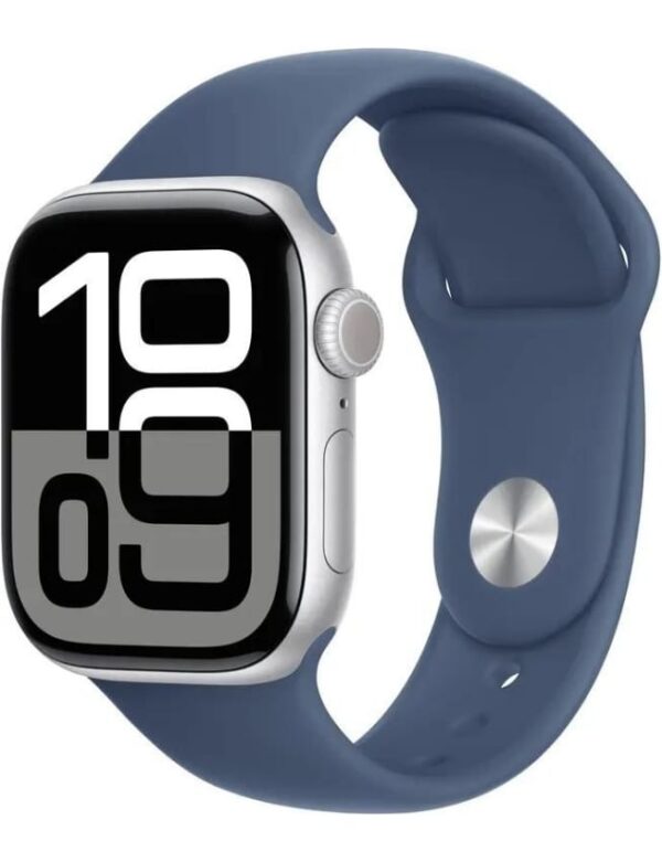 Apple Watch Series 10 42mm Silver Aluminium Case with Denim Sport Band - S/M (MWWA3)