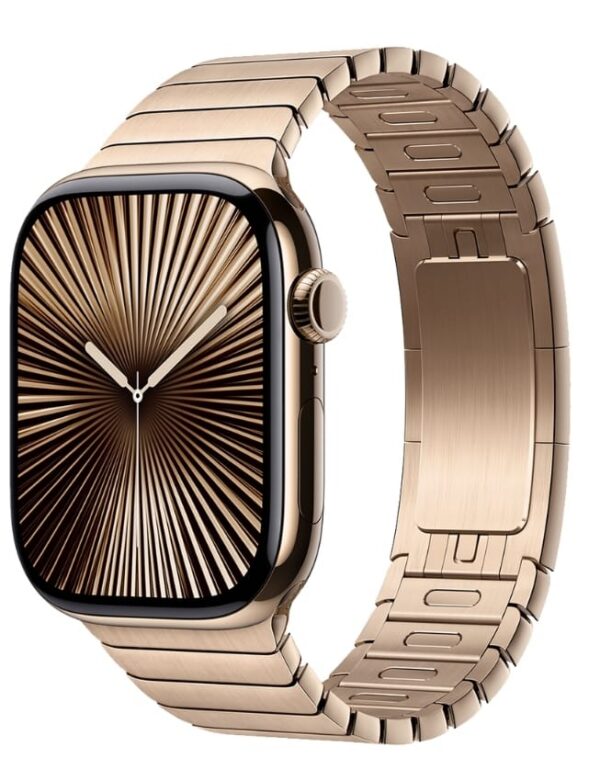 Apple Watch Series 10 GPS + LTE 46mm Gold Titanium Case with Gold Link Bracelet (MXMH3)