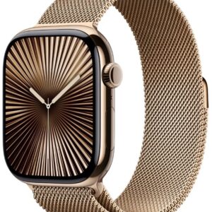 Apple Watch Series 10 GPS + LTE 46mm Gold Titanium Case with Gold Milanese Loop - M/L (MX003)