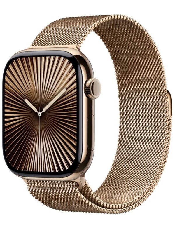 Apple Watch Series 10 GPS + LTE 46mm Gold Titanium Case with Gold Milanese Loop - M/L (MX003)