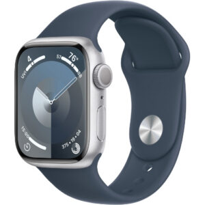 Apple Watch Series 9 41mm Silver Aluminium Case with Storm Blue Sport Band - M/L (MR913)