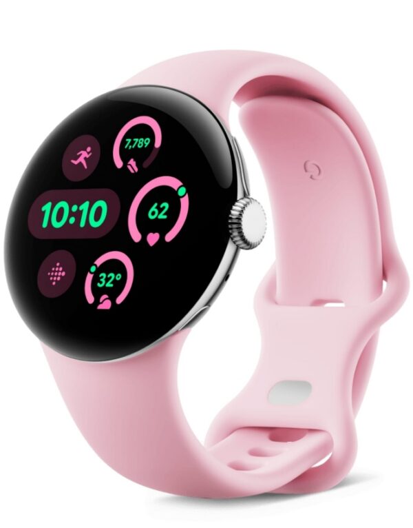 Смарт-часы Google Pixel Watch 3 LTE 41mm Polished Silver Aluminum Case / Rose Quartz Active Band