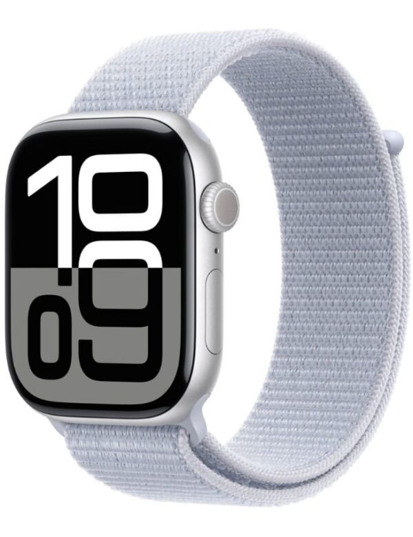 Apple Watch Series 10 46mm Silver Aluminium Case with Blue Cloud Sport Loop (MWWN3)