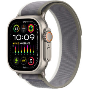 Apple Watch Ultra 2 GPS + LTE 49mm Titanium Case with Green/Grey Trail Loop - M/L (MRF43) 2023