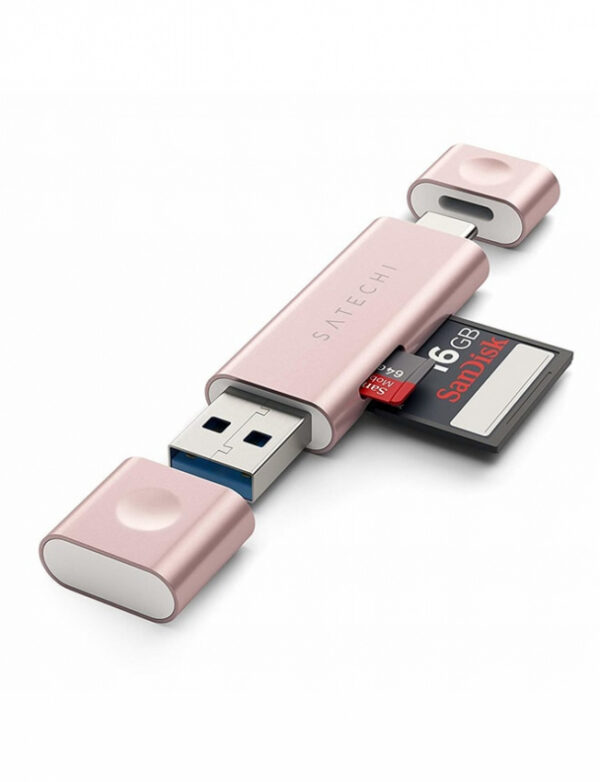 Satechi Aluminum Type-C USB 3.0 and Micro/SD Card Reader Rose Gold