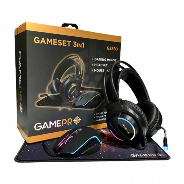 Комплект GamePro Gameset 3 в 1 USB мышь + игровая поверхность + гарнитура