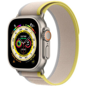 Apple Watch Ultra 49mm GPS + LTE Titanium Case with Yellow/Beige Trail Loop - M/L (MQF23/MQFU3)