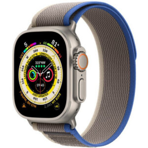Apple Watch Ultra 49mm GPS + LTE Titanium Case with Blue/Gray Trail Loop - M/L (MQFV3)