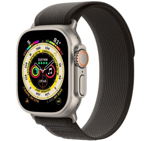 Apple Watch Ultra 49mm GPS + LTE Titanium Case with Black/Gray Trail Loop - M/L (MQFX3)